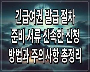 긴급여권 발급 절차 및 준비 서류 신속한 신청 방법과 주의사항 총정리