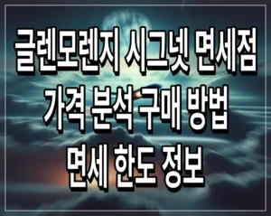 글렌모렌지 시그넷 면세점 가격 분석 구매 방법 및 면세 한도 정보