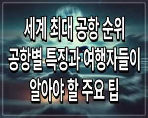 세계 최대 공항 순위 공항별 특징과 여행자들이 알아야 할 주요 팁