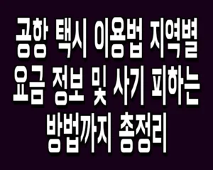 공항 택시 이용법 지역별 요금 정보 및 사기 피하는 방법까지 총정리