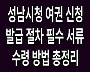성남시청 여권 신청 발급 절차 필수 서류 및 수령 방법 총정리