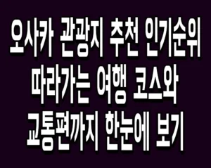 오사카 관광지 추천 인기순위 따라가는 여행 코스와 교통편까지 한눈에 보기