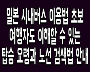 일본 시내버스 이용법 초보 여행자도 이해할 수 있는 탑승 요령과 노선 검색법 안내