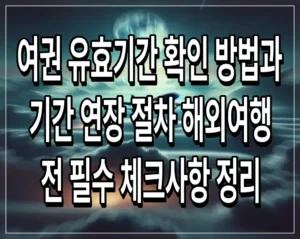 여권 유효기간 확인 방법과 기간 연장 절차 해외여행 전 필수 체크사항 정리