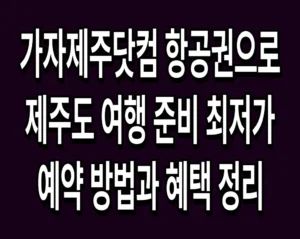 가자제주닷컴 항공권으로 제주도 여행 준비 최저가 예약 방법과 혜택 정리