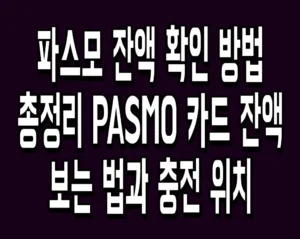 파스모 잔액 확인 방법 총정리 PASMO 카드 잔액 보는 법과 충전 위치