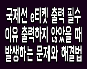 국제선 e티켓 출력 필수 이유 출력하지 않았을 때 발생하는 문제와 해결법