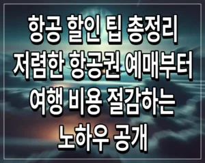 항공 할인 팁 총정리 저렴한 항공권 예매부터 여행 비용 절감하는 노하우 공개
