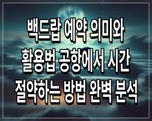 백드랍 예약 의미와 활용법 공항에서 시간 절약하는 방법 완벽 분석