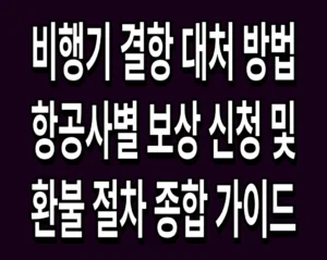 비행기 결항 대처 방법 항공사별 보상 신청 및 환불 절차 종합 가이드