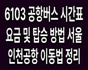 6103 공항버스 시간표 요금 및 탑승 방법 서울 인천공항 이동법 정리