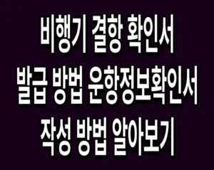 비행기 결항 확인서 발급 방법 운항정보확인서 작성 방법 알아보기