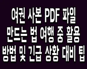 여권 사본 PDF 파일 만드는 법 여행 중 활용 방법 및 긴급 상황 대비 팁