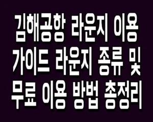 김해공항 라운지 이용 가이드 라운지 종류 및 무료 이용 방법 총정리