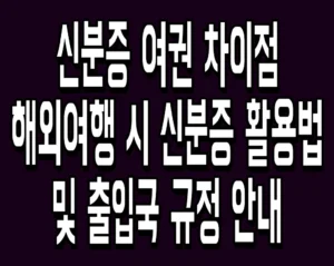 신분증 여권 차이점 해외여행 시 신분증 활용법 및 출입국 규정 안내
