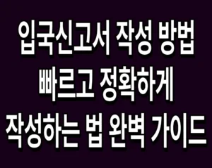 입국신고서 작성 방법 빠르고 정확하게 작성하는 법 완벽 가이드