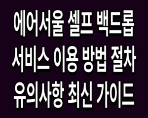 에어서울 셀프 백드롭 서비스 이용 방법 절차 및 유의사항 최신 가이드