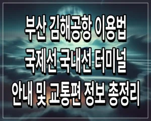 부산 김해공항 이용법 국제선 국내선 터미널 안내 및 교통편 정보 총정리
