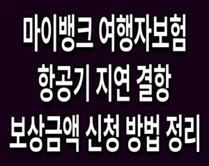 마이뱅크 여행자보험 항공기 지연 결항 보상금액 신청 방법 정리