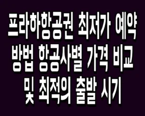 프라하항공권 최저가 예약 방법 항공사별 가격 비교 및 최적의 출발 시기