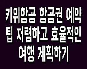 키위항공 항공권 예약 팁 저렴하고 효율적인 여행 계획하기