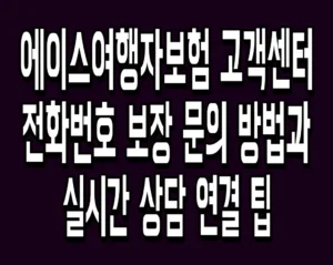 에이스여행자보험 고객센터 전화번호 보장 문의 방법과 실시간 상담 연결 팁