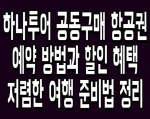 하나투어 공동구매 항공권 예약 방법과 할인 혜택 저렴한 여행 준비법 정리