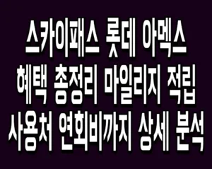스카이패스 롯데 아멕스 혜택 총정리 마일리지 적립 사용처 연회비까지 상세 분석
