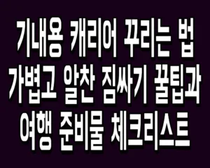기내용 캐리어 꾸리는 법 가볍고 알찬 짐싸기 꿀팁과 여행 준비물 체크리스트