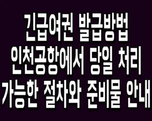 긴급여권 발급방법 인천공항에서 당일 처리 가능한 절차와 준비물 안내