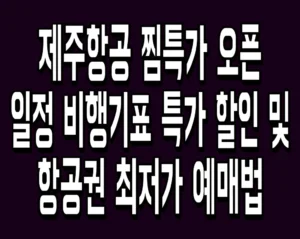 제주항공 찜특가 오픈 일정 비행기표 특가 할인 및 항공권 최저가 예매법