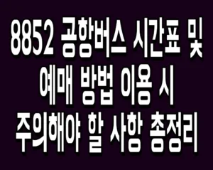 8852 공항버스 시간표 및 예매 방법 이용 시 주의해야 할 사항 총정리