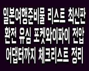 일본여행준비물 리스트 최신판 환전 유심 포켓와이파이 전압 어댑터까지 체크리스트 정리