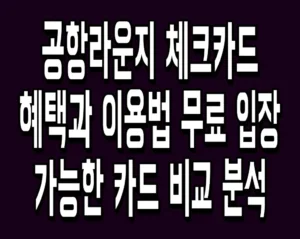 공항라운지 체크카드 혜택과 이용법 무료 입장 가능한 카드 비교 분석