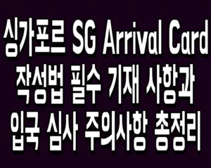싱가포르 SG Arrival Card 작성법 필수 기재 사항과 입국 심사 주의사항 총정리