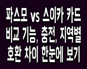 파스모 vs 스이카 카드 비교 기능, 충전, 지역별 호환 차이 한눈에 보기