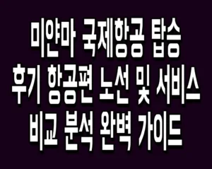 미얀마 국제항공 탑승 후기 항공편 노선 및 서비스 비교 분석 완벽 가이드