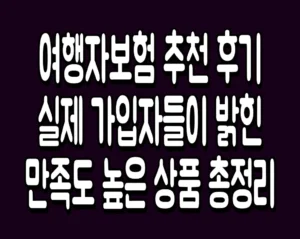 여행자보험 추천 후기 실제 가입자들이 밝힌 만족도 높은 상품 총정리