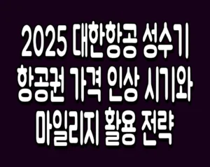 2025 대한항공 성수기 항공권 가격 인상 시기와 마일리지 활용 전략