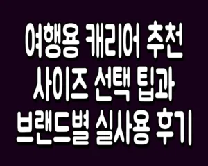 여행용 캐리어 추천 사이즈 선택 팁과 브랜드별 실사용 후기