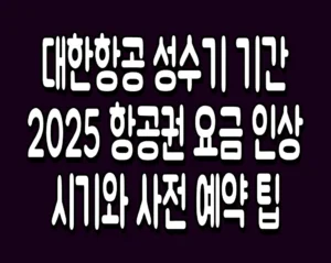 대한항공 성수기 기간 2025 항공권 요금 인상 시기와 사전 예약 팁