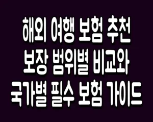 해외 여행 보험 추천 보장 범위별 비교와 국가별 필수 보험 가이드