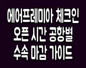 에어프레미아 체크인 오픈 시간 공항별 수속 마감 가이드