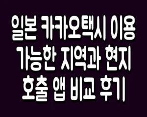 일본 카카오택시 이용 가능한 지역과 현지 호출 앱 비교 후기