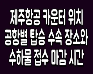 제주항공 카운터 위치 공항별 탑승 수속 장소와 수하물 접수 마감 시간