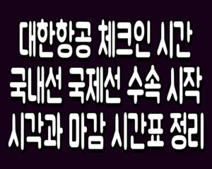 대한항공 체크인 시간 국내선 국제선 수속 시작 시각과 마감 시간표 정리