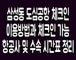삼성동 도심공항 체크인 이용방법과 체크인 가능 항공사 및 수속 시간표 정리