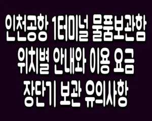 인천공항 1터미널 물품보관함 위치별 안내와 이용 요금 장단기 보관 유의사항