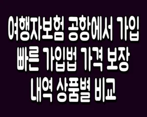 여행자보험 공항에서 가입 빠른 가입법 가격 보장내역 상품별 비교