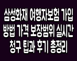 삼성화재 여행자보험 가입방법 가격 보장범위 실시간 청구 팁과 후기 총정리